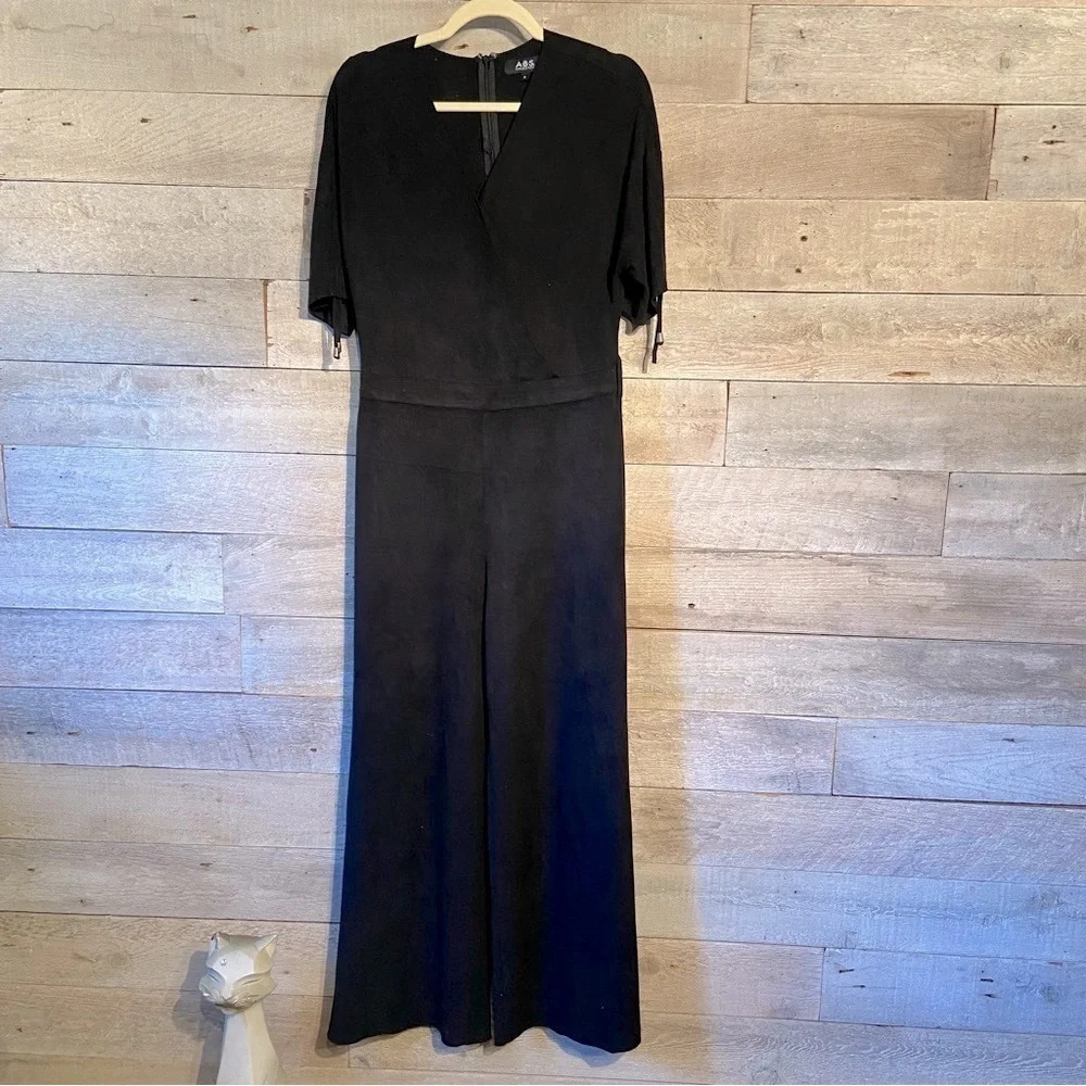 A.B.S. Women’s black‎ wide leg  faux suede jumpsuit in size 8